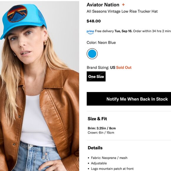 Aviator Nation Blue Trucker Hat with Rainbow Patch - Picture 1 of 9